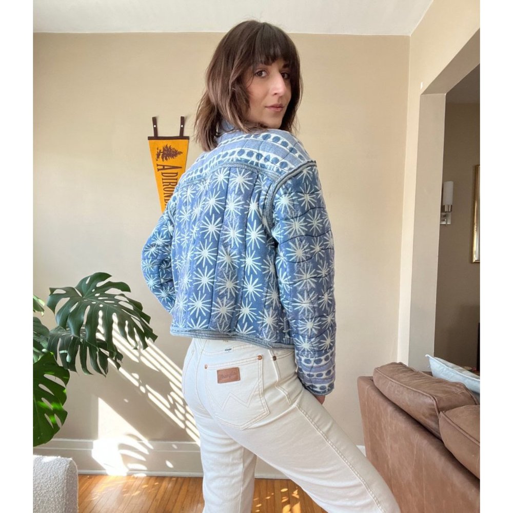 NWT Free People Kara Quilted Cardi / Pacific Combo - Picture 4 of 9